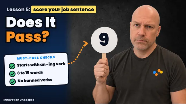 Lesson 5 thumbnail: Mike holds up a score card with a 9 next to the words Does It Pass?